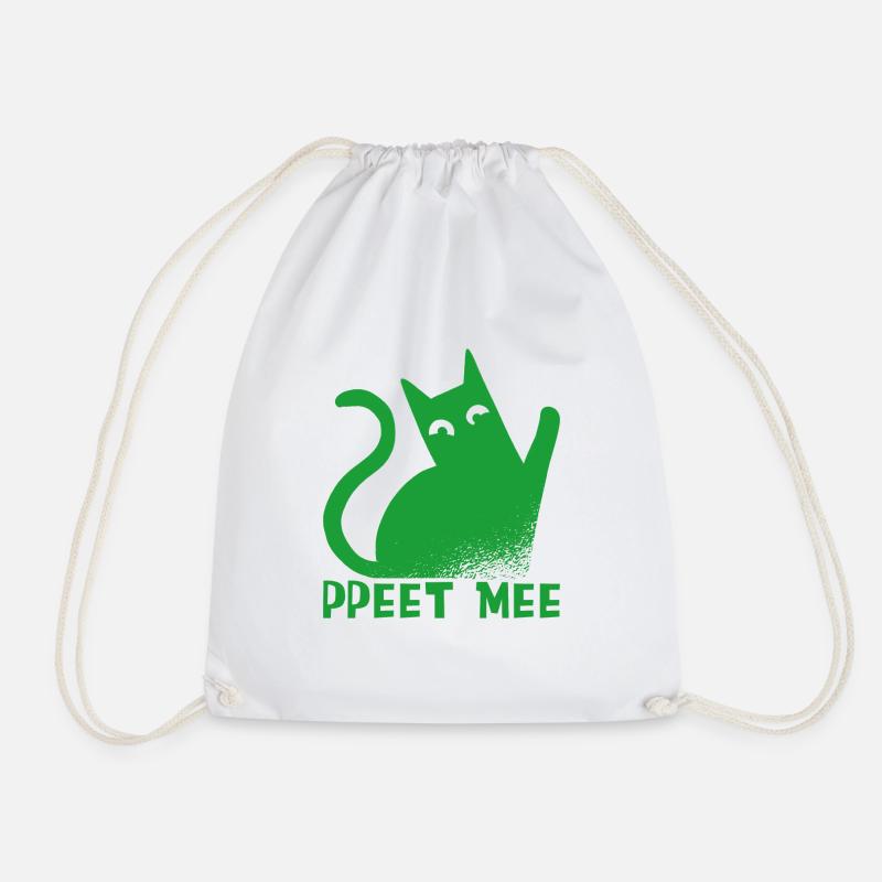 Pet me, cat kitten - Drawstring Bag - white