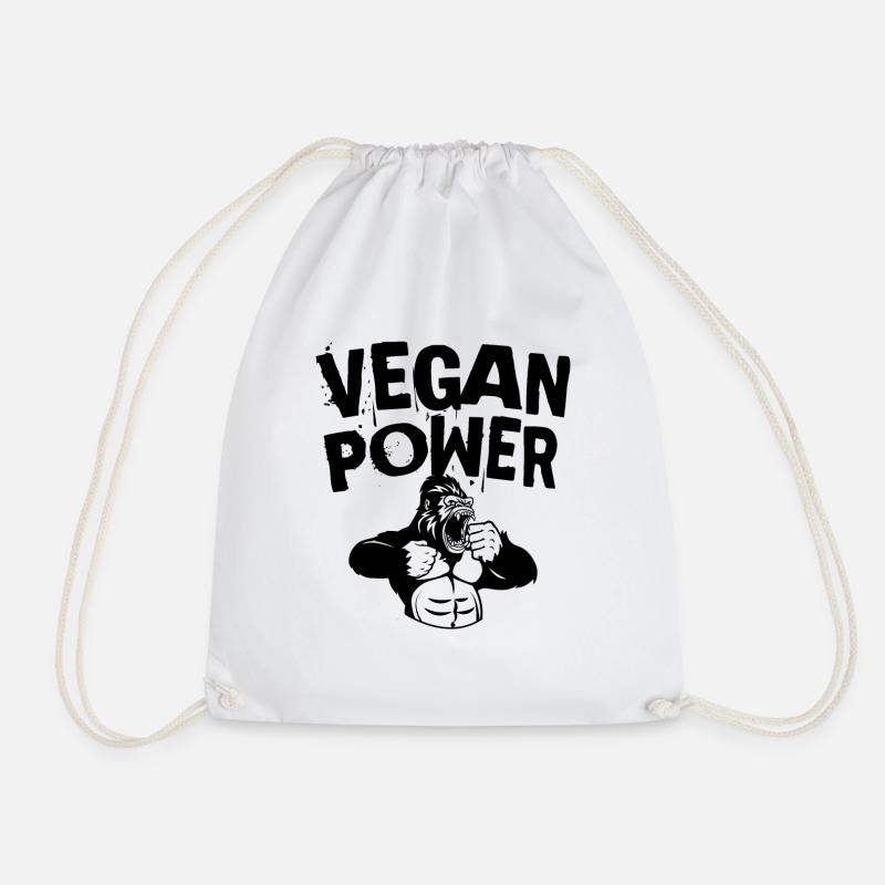 Vegan Power Bodybuilding Gorilla Geschenkidee - Turnbeutel - Weiß