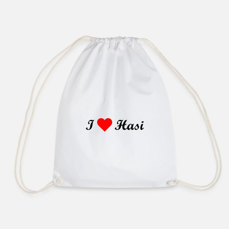 "I love Hasi" Spruch - Turnbeutel - Weiß