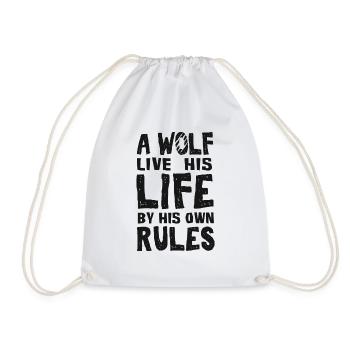 Un loup vit selon ses règles citation - Sac de sport léger - blanc - Devant