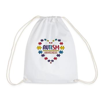 Sensibilisation à l'autisme - Soutien autistique TSA cœur - Sac de sport léger - blanc - Devant
