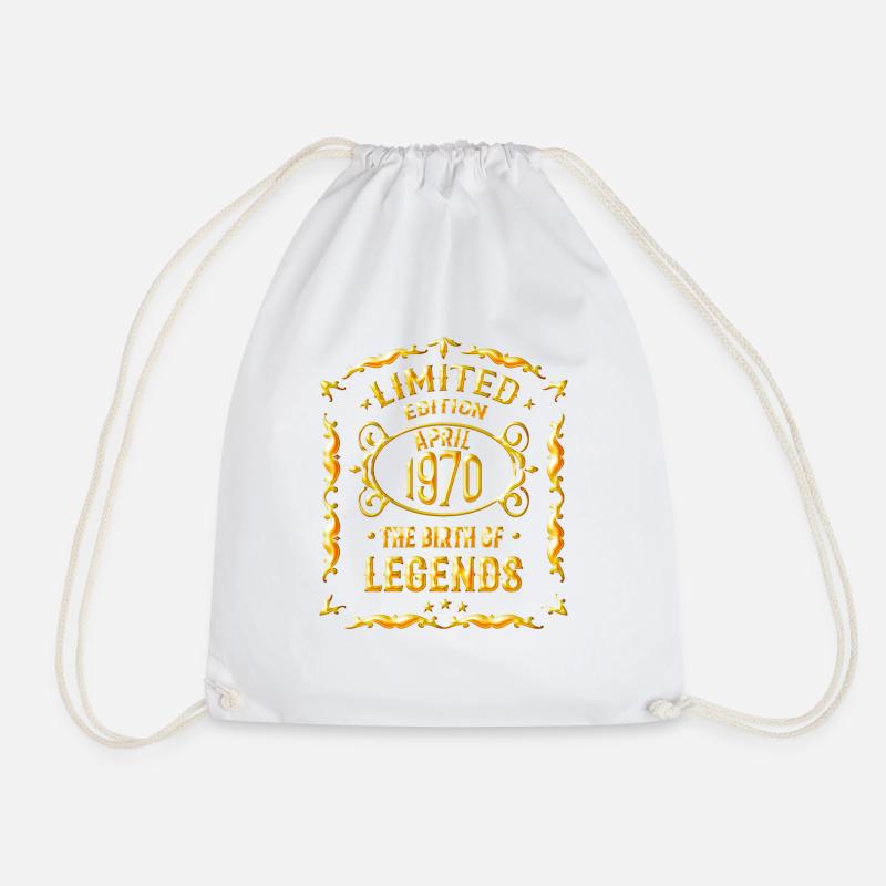 50th Birthday Gift - Born in April 1970 - Drawstring Bag - white