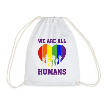 Christopher Streed Day We are ALL HUMANS Gift - Drawstring Bag - white - Front