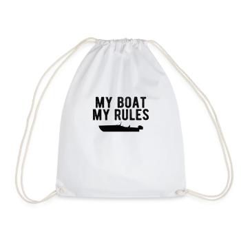 BOATING: My Boat my Rules - Drawstring Bag - white - Front