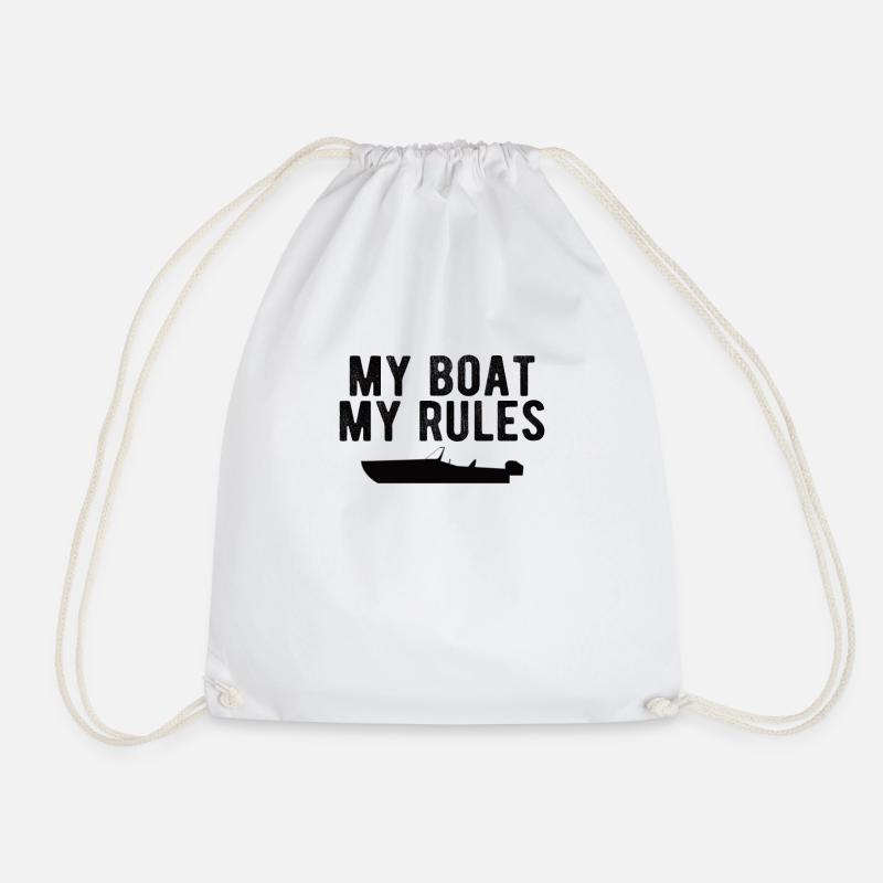 BOATING: My Boat my Rules - Drawstring Bag - white