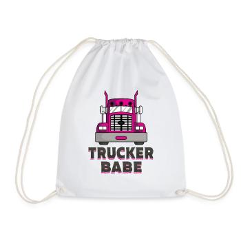 Trucker babe - Drawstring Bag - white - Front