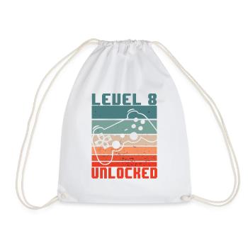 Niveau 8 déverrouillé - cadeau de joueur 8e anniversaire - Sac de sport léger - blanc - Devant