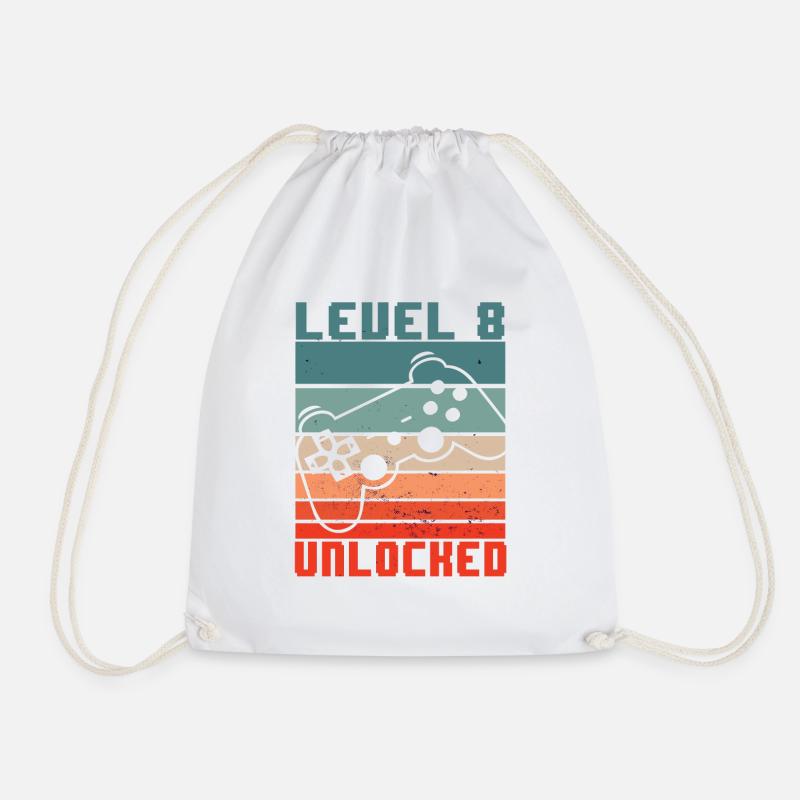 Level 8 Unlocked - 8. Geburtstag Gamer Geschenk - Turnbeutel - Weiß