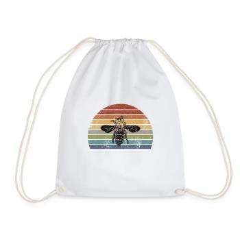 Bee Honeybee Retro - Drawstring Bag - white - Front