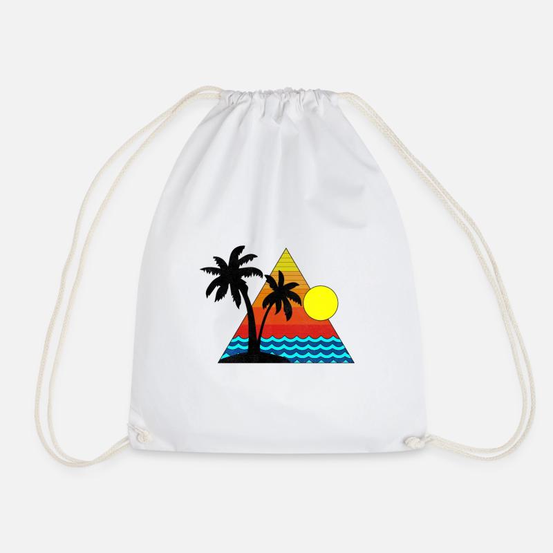 Palm trees and beach - Drawstring Bag - white