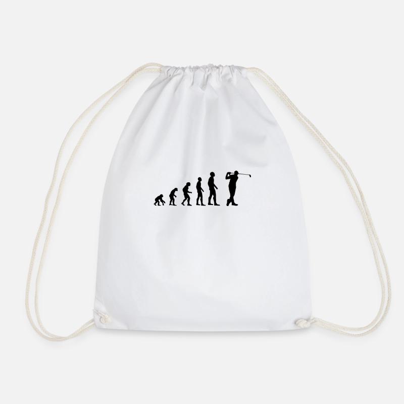 Golf Evolution of Man Golfer - Drawstring Bag - white