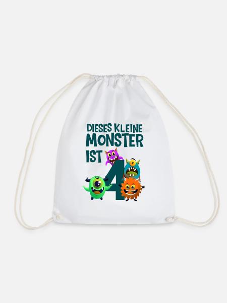 4. Geburtstag Monster - Turnbeutel - Weiß