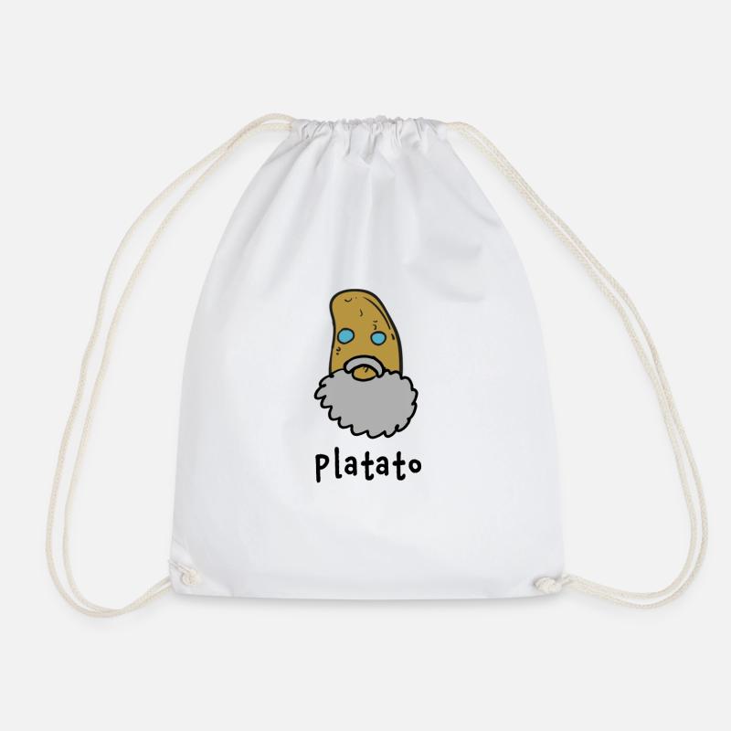 Philosopher Plato Potato Philosophy - Drawstring Bag - white