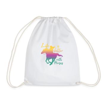 Life is better with horses - Turnbeutel - Weiß - Vorne