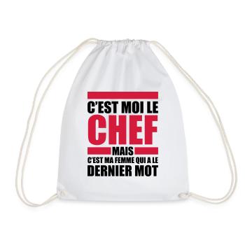 c'est moi le chef ma femme le dernier mot - Sac de sport léger - blanc - Devant