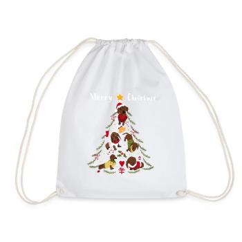 Dachshund Christmas tree dog Christmas - Drawstring Bag - white - Front