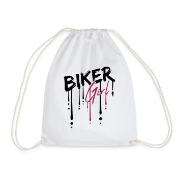 Drop biker girl - Drawstring Bag - white - Front