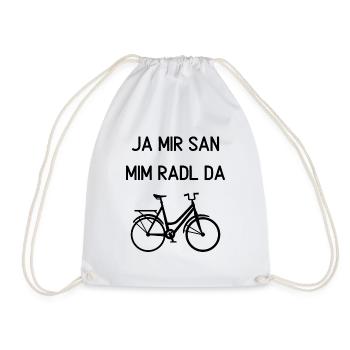 Ja mir san mim radl da Fahrrad Fahrradfahrer - Turnbeutel - Weiß - Vorne