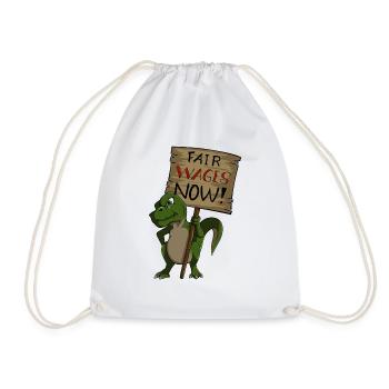 Fair Wages Salary Strike Dino Union - Drawstring Bag - white - Front