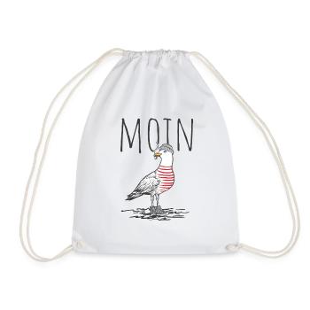 Moin Digga Möwe Vogel See Meer Segeln - Turnbeutel - Weiß - Vorne