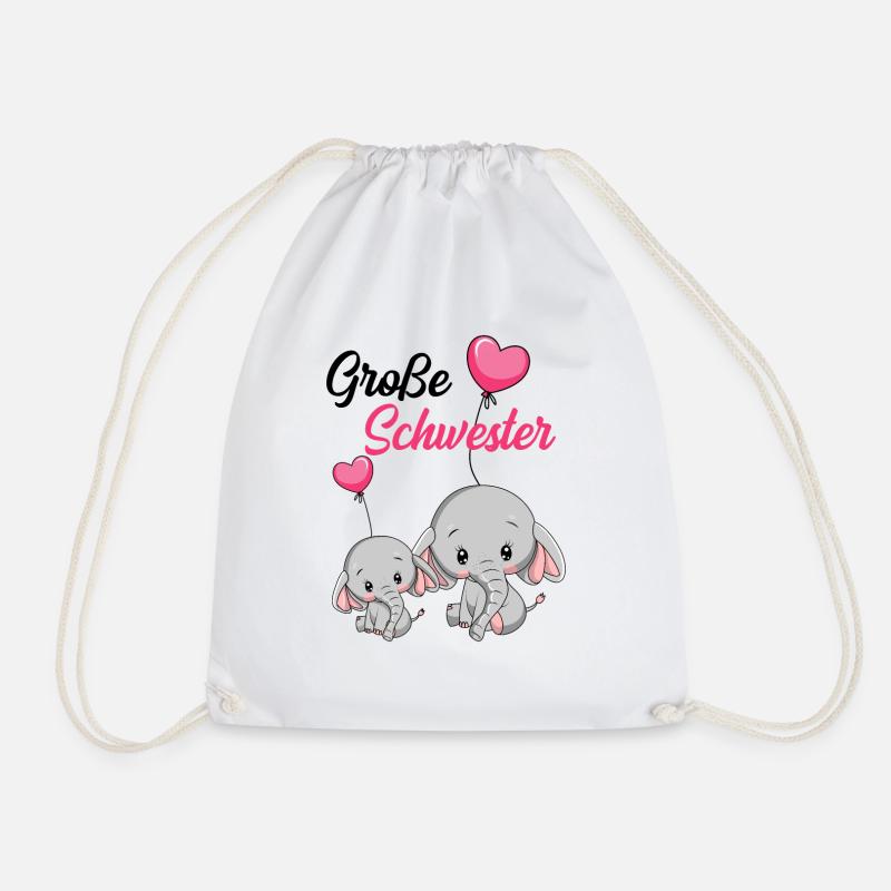 Große Schwester Elefant - Turnbeutel - Weiß