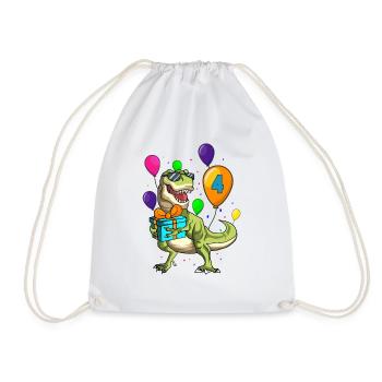 4 ans anniversaire dinosaure T-Rex garçon - Sac de sport léger - blanc - Devant