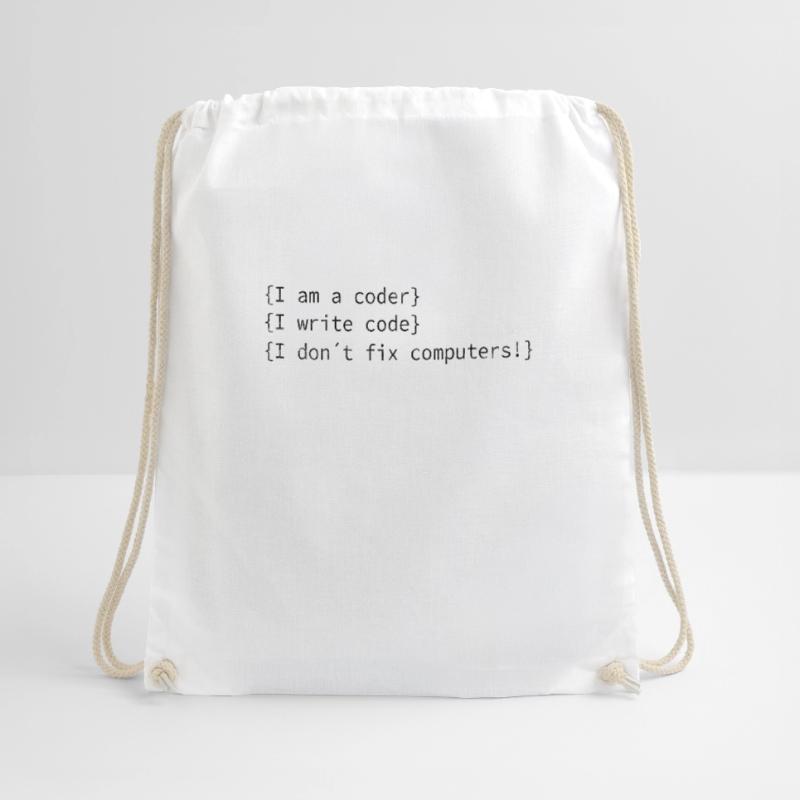 I am a coder! Computer nerds computer scientist saying Drawstring Bag