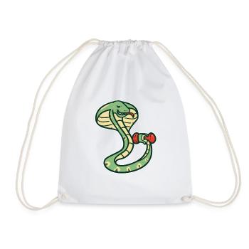 Bodybuilding snake fitness dumbbell funny - Drawstring Bag - white - Front