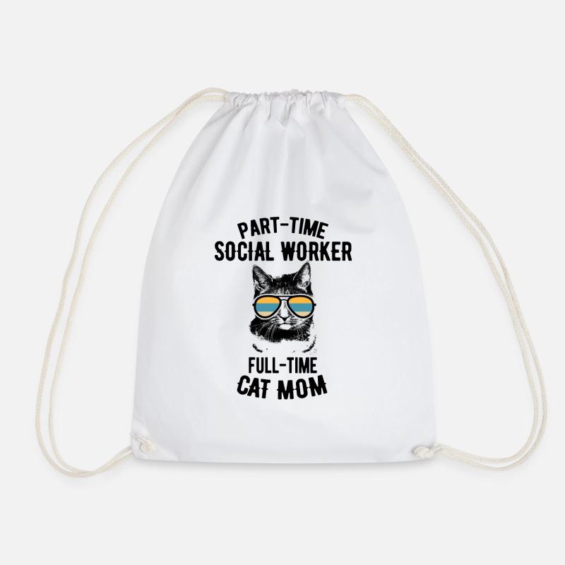 Teilzeit Katze Mutter Sozialarbeiter Geschenk - Turnbeutel - Weiß