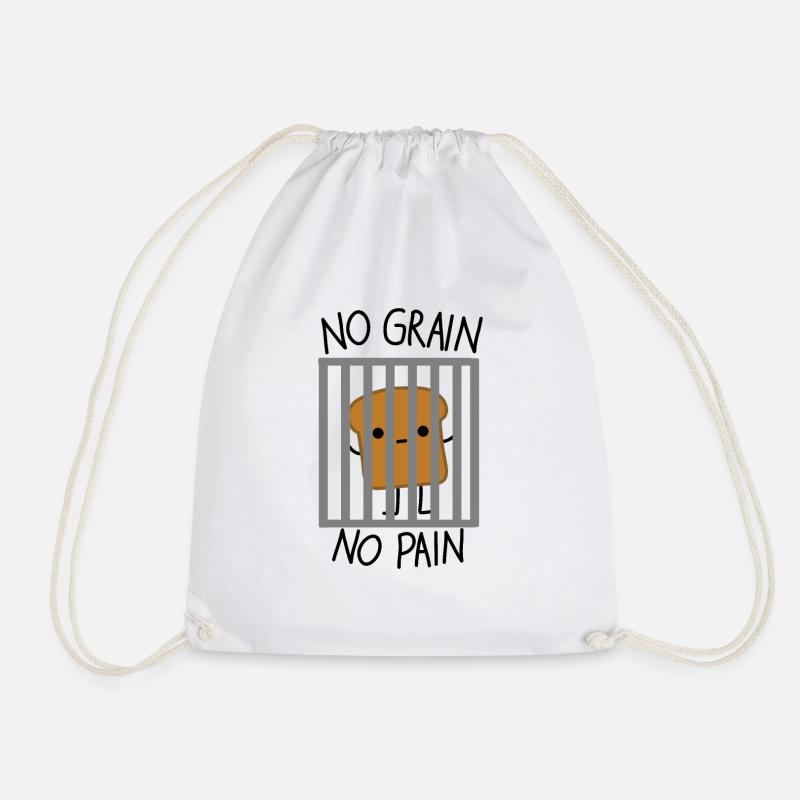 no gluten, no pain - Drawstring Bag - white