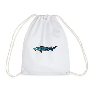 Sturgeon angler fishing gifts angler dad gift - Drawstring Bag - white - Front