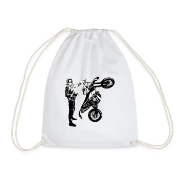 Supermoto , Motorrad , Bike / Geschenkidee / Biker - Turnbeutel - Weiß - Vorne