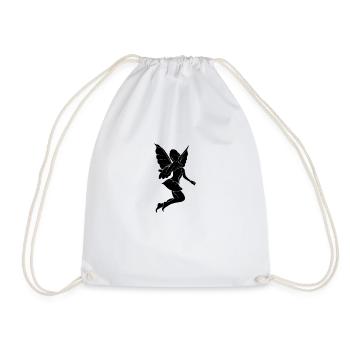 Black fairies silhouette - Drawstring Bag - white - Front