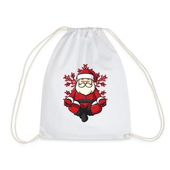 Christmas yoga Santa Claus Christmas present - Drawstring Bag - white - Front