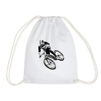 Mountain Biker / MTB Downhill Fahrrad geschenk - Turnbeutel - Weiß - Vorne