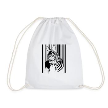 Lustiges Shirt mit einem Zebra das im Barcode ist - Turnbeutel - Weiß - Vorne