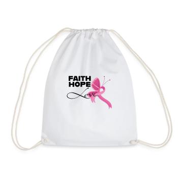 Faith hope love breast cancer women ribbon - Drawstring Bag - white - Front