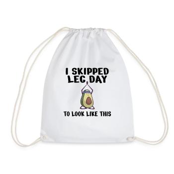 BODYBUILDING I skipped leg day to look like this - Drawstring Bag - white - Front