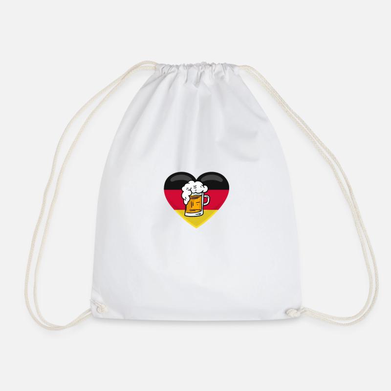 Germany heart with beer - Drawstring Bag - white