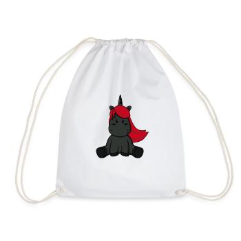 Schwarzes Einhorn rote Haare Metal Punk Pferd - Turnbeutel - Weiß - Vorne