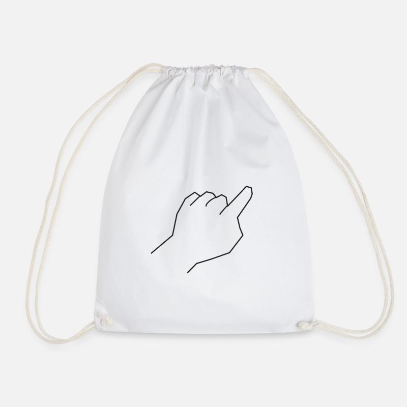 index finger - Drawstring Bag - white