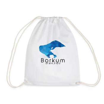 Borkum Ostfriesische Insel Karte mit Koordinaten - Turnbeutel - Weiß - Vorne