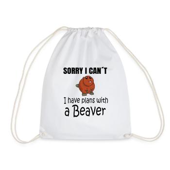 BEAVER: Plans with a Beaver - Drawstring Bag - white - Front