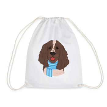 Chien mignon avec écharpe - Sac de sport léger - blanc - Devant