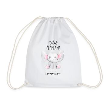 Petit éléphant à sa marraine - cadeau marraine - Sac de sport léger - blanc - Devant