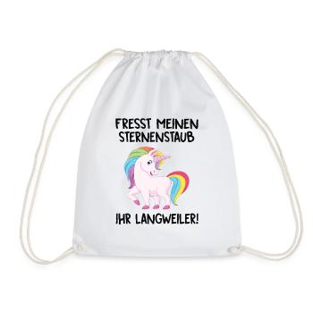 Fresst meinen Sternenstaub - Lustiges Einhorn-Desi - Turnbeutel - Weiß - Vorne