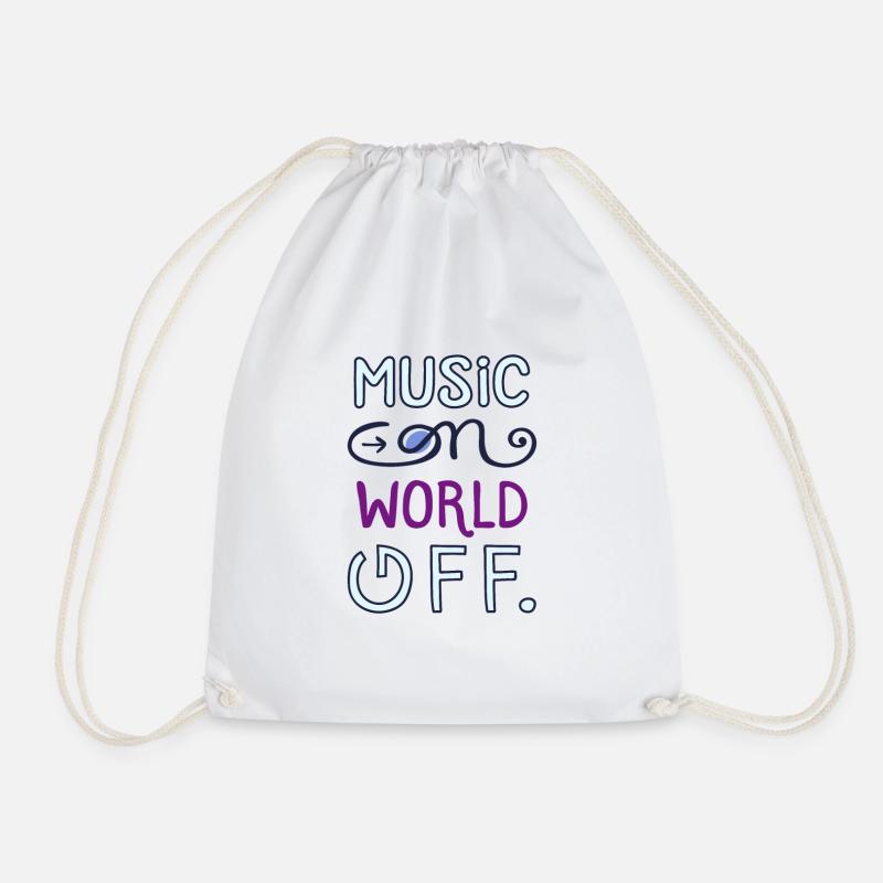 Music on World off - Drawstring Bag - white