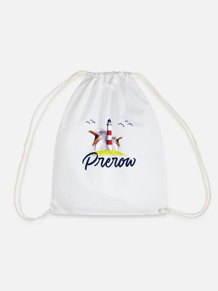 Prerow Ostsee Urlaub Möwe Leuchtturm Geschenk - Turnbeutel - Weiß