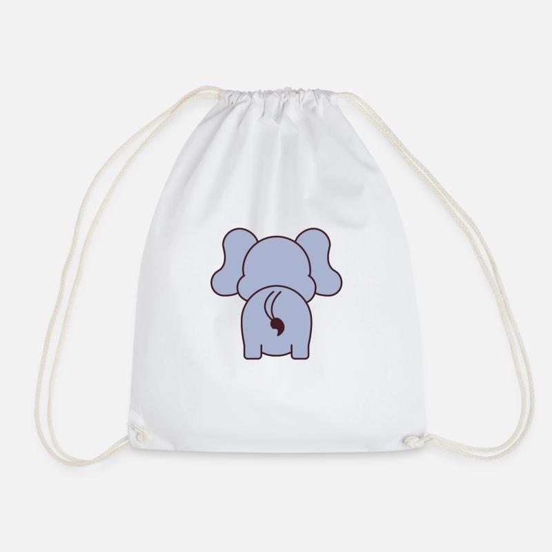 Elephant - Drawstring Bag - white