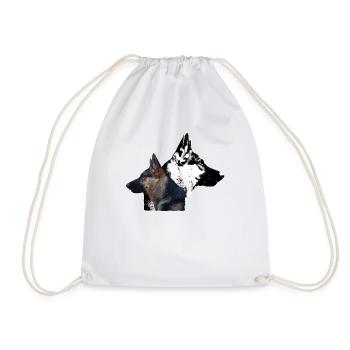 German shepherd dog head canine walker dog - Drawstring Bag - white - Front